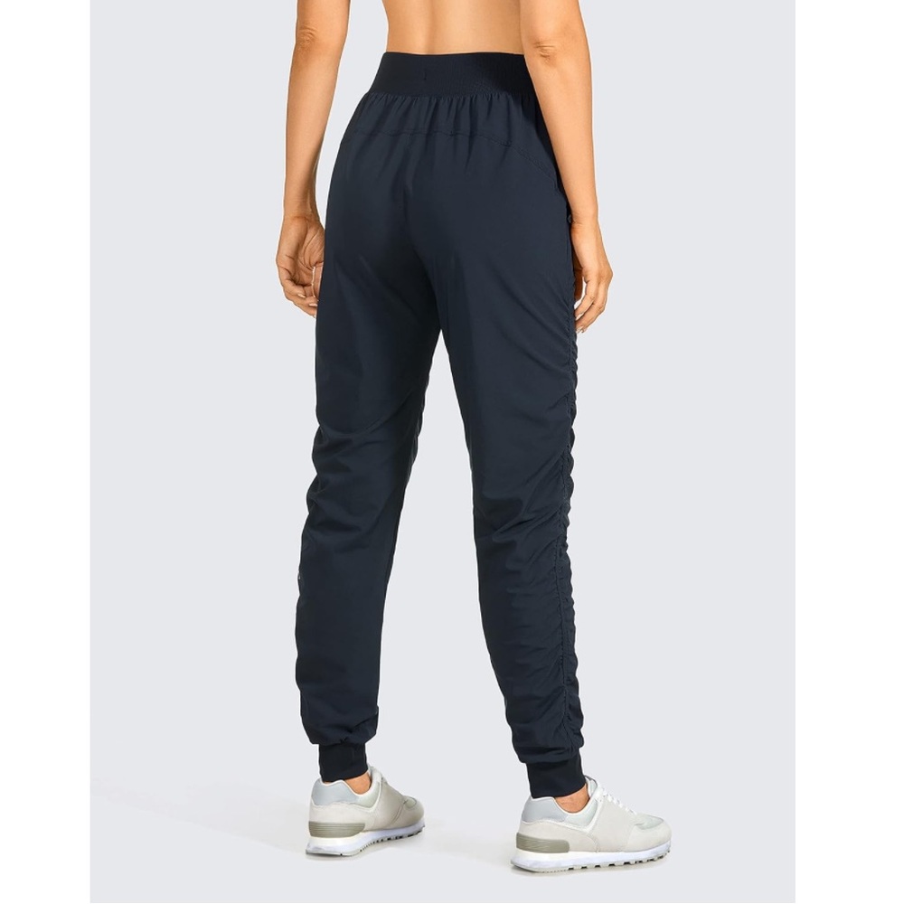 EUC CRZ YOGA S Women's Lightweight Workout Joggers 27.5" Ruched Navy